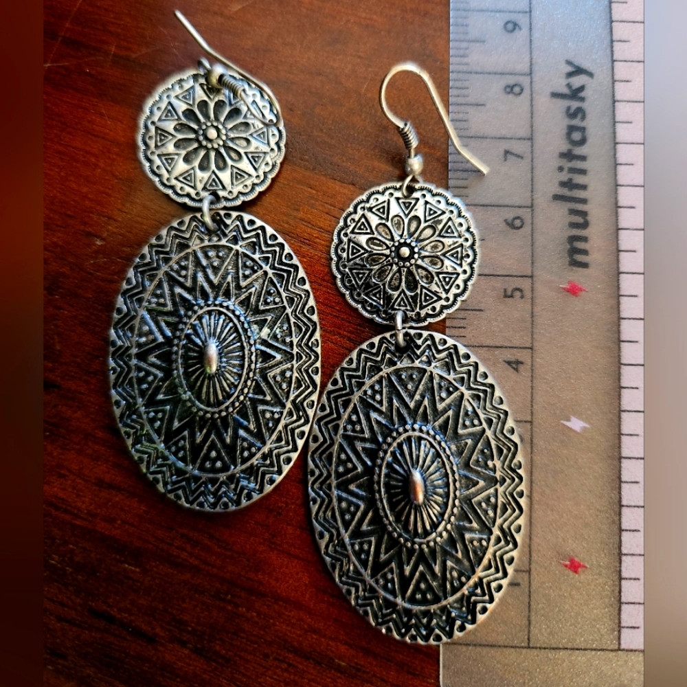 Boho silvertone earrings